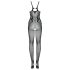 Obsessive G335 - průsvitný, otevřený síťovaný catsuit (černý) - S-L