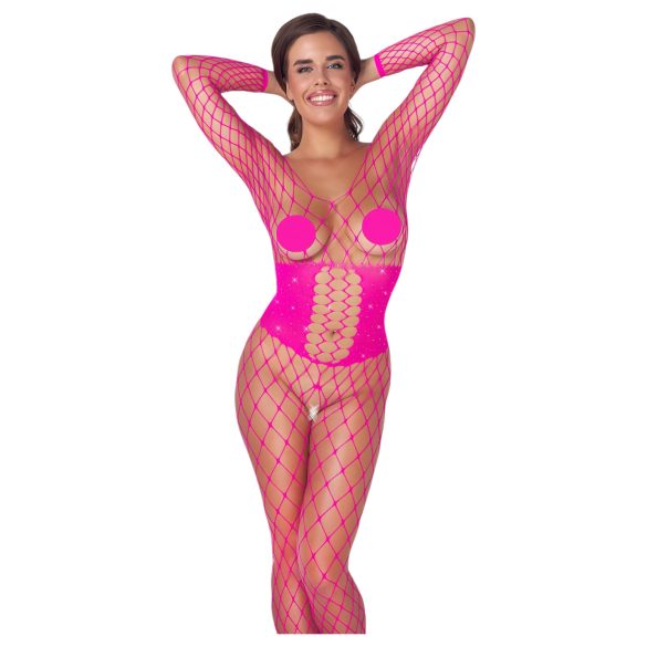 Cottelli - síťovaný catsuit (růžový) - S-L