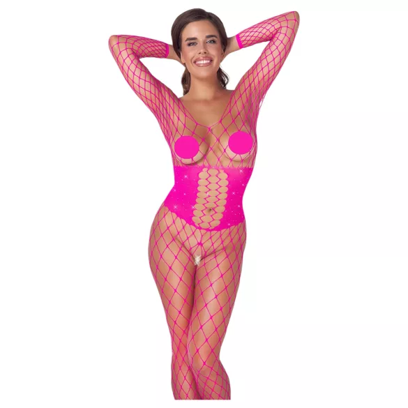 Cottelli - síťované catsuit - růžová - S-L