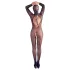 Cottelli Fantasy - maskovaná otevřená síťovaná catsuit kombinéza (černá) - S-L