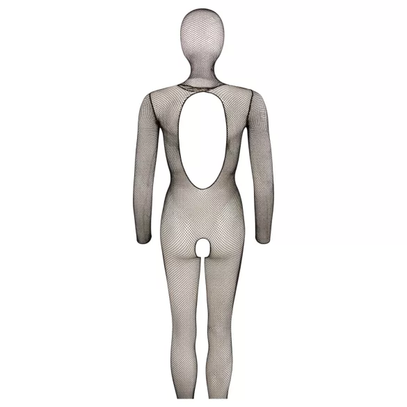 Cottelli Fantasy - maskovaná otevřená síťovaná catsuit kombinéza (černá) - S-L