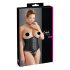 Cottelli Plus Size - saténový korzet (černý) - 2XL