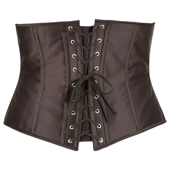 Cottelli Plus Size - saténový korzet - černý - 3XL