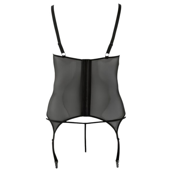 Cottelli - Květinový dámský top, plnoštíhlý střih (černý) - XXXL