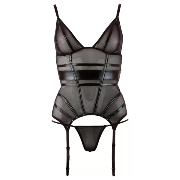 Cottelli - dámský top - lesklé pruhy, průhledný - černý - L