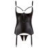 Cottelli Bondage - lesklý top s podprsenkou a pouty (černý) - XL