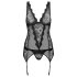 Obsessive Emperita - jemně vyšívaný top a tanga (černá) - L/XL