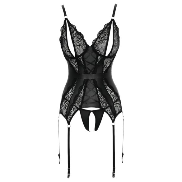 Cottelli - krajkový otevřený top a tanga (černé)