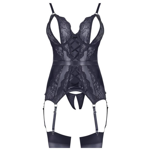 Cottelli - krajkový otevřený top a tanga (černé) - XL