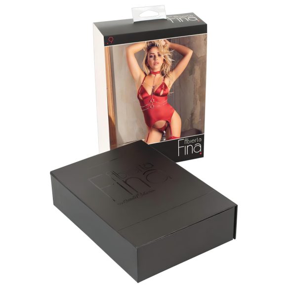 Abierta Fina - Třpytivý řetízkový top a tanga (červená)