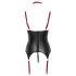 Cottelli Bondage - Lesklý top s podpěrou prsou a obojkem (černý) - XL