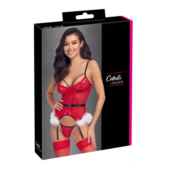 Cottelli - vánoční souprava spodního prádla (červená) - L/XL