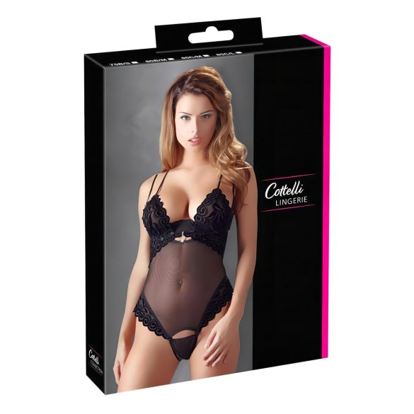 Cottelli - dámské body - sametové, variabilní - černé - 80B/M