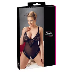 Cottelli Plus Size - krajkové body - černé - XXXL