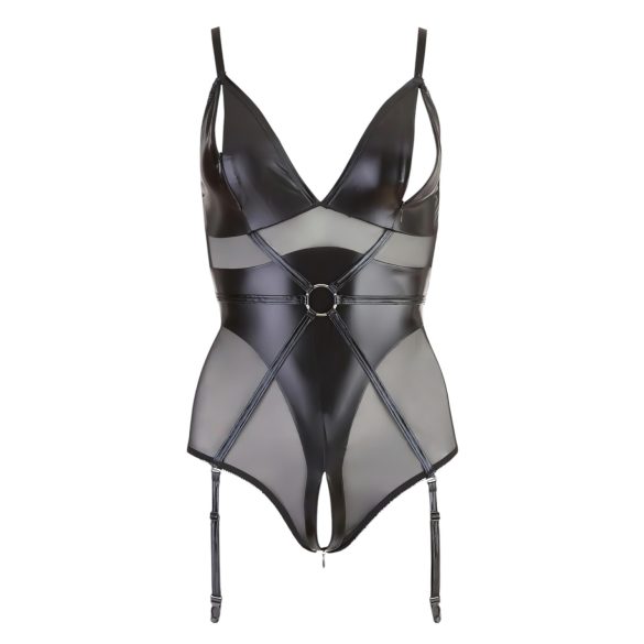 Cottelli Bondage - lesklé body s pouty (černé)