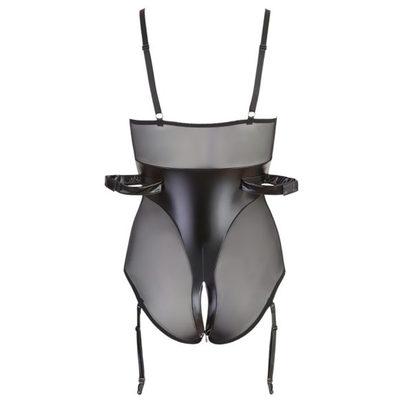 Cottelli Bondage - lesklé body s pouty (černé)