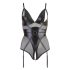 Cottelli Bondage - lesklé body s pouty (černé) - XL