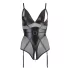 Cottelli Bondage - lesklé body s pouty - černé - XL