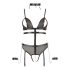 Cottelli Bondage - otevřený body s řetězy (černý) - XL