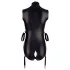 Cottelli Bondage - lesklé body bez rukávů a pouta na ruce - černá - M