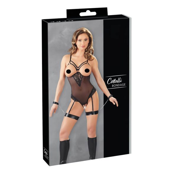 Cottelli Bondage - kovové body s kroužky a pouty (černé) - M