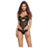 Obsessive - dámské body - květinová krajka - černá - L/XL