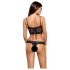 Obsessive Alluria - Květinové krajkové body (černé) - L/XL
