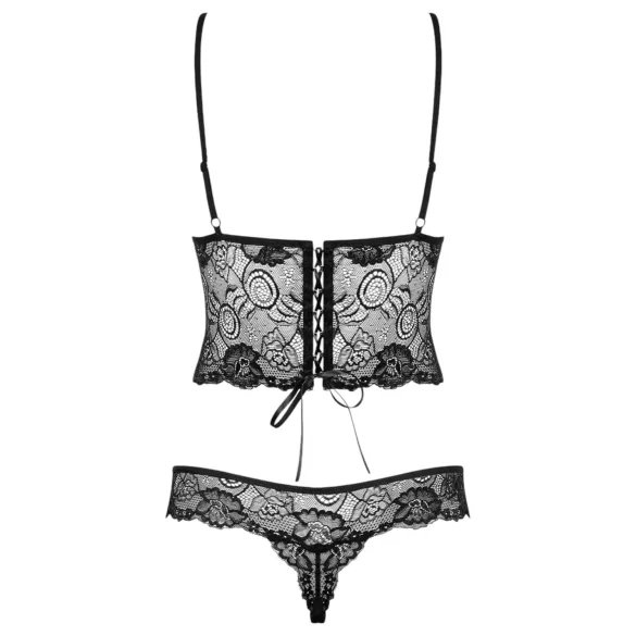 Obsessive - dámské body - květinová krajka - černá - L/XL