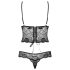 Obsessive Alluria - Květinové krajkové body (černé) - L/XL