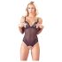 Cottelli - krajkový, perlový otevřený body (černý) - XL