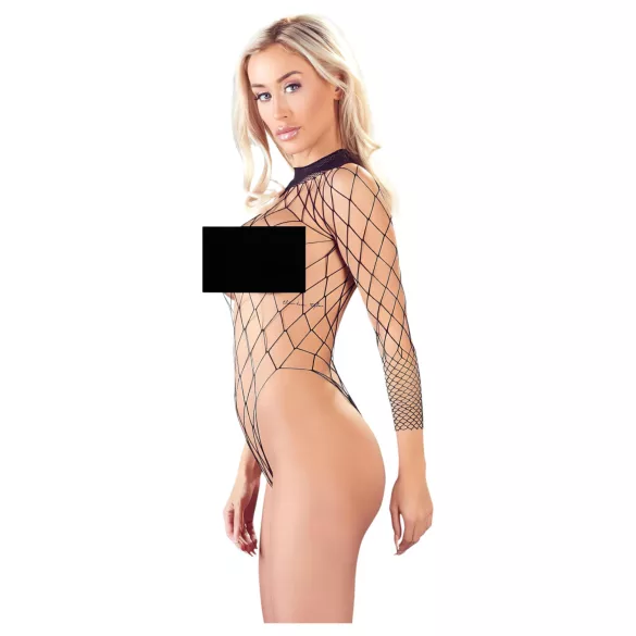 NO:XQSE - černé síťované body s dlouhým rukávem (S-L)