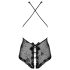 Obsessive Fiorenta - perlové otevřené krajkové body (černé) - L/XL