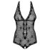 Obsessive Fiorenta - perlové otevřené krajkové body (černé) - L/XL