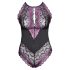 Cottelli Plus Size - květinové body (černo-fialová)
