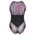 Cottelli Plus Size - květinové body (černo-fialová)