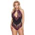 Cottelli Plus Size - květinové body (černo-fialová) - 4XL