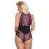 Cottelli Plus Size - květinové body (černo-fialová) - 4XL