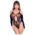 NO:XQSE - elegantní body s mašlí, dlouhý rukáv - černá (S-L)