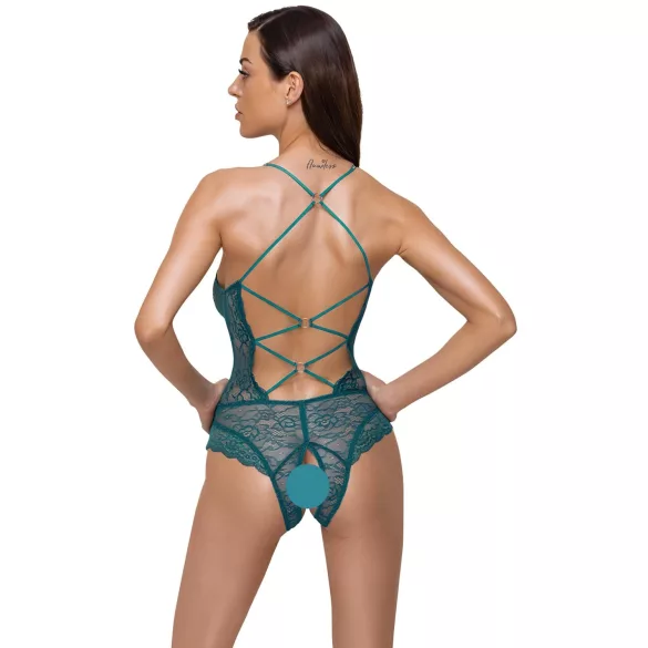 Cottelli - krajkové šněrovací otevřené body (zelené) - M
