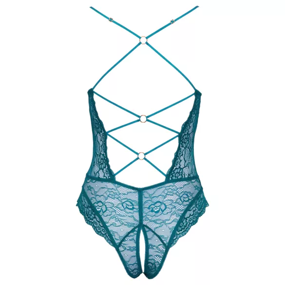 Cottelli - krajkové šněrovací otevřené body (zelené) - M