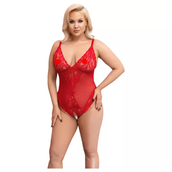 Cottelli Curves - krajkové body - průsvitné - červené