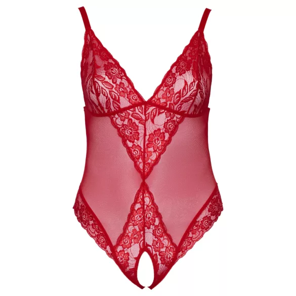 Cottelli Curves - krajkové body - průsvitné - červené