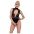 Abierta Fina - černé krajkové body s otevřeným designem a třpytivými kamínky
