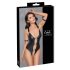 Cottelli Bondage - lesklé otevřené body s kroužkem (černé) - XL