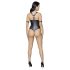 Cottelli Bondage - lesklé otevřené body s kroužkem (černé) - XL