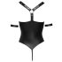 Cottelli Bondage - lesklé otevřené body s kroužkem (černé) - XL