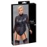 Cottelli Bondage Plus Size - krajkový body s rukávy (černý) - 2XL