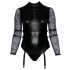 Cottelli Bondage Plus Size - krajkový body s rukávy (černý) - 2XL