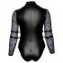 Cottelli Bondage Plus Size - krajkový body s rukávy (černý) - 2XL