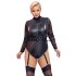 Cottelli Bondage Plus Size - krajkový body s rukávy (černý) - 3XL
